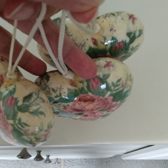 Vintage Bundle of 3 Floral Heart Ornaments Set Cream and Pink GORGEOUS - Picture 11 of 13